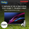Tv TELEFUNKEN 55" Smart Android Google Tv Qled 4K + Récepteur intégré - G3B