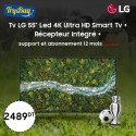 Tv LG 55" Smart Tv Led 4K Ultra HD + Récepteur Intégré - UP7750